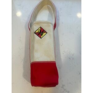 Lands End Canvas Wine Bottle Tote Bag Red Cream Embroidered Logo Heavy Duty